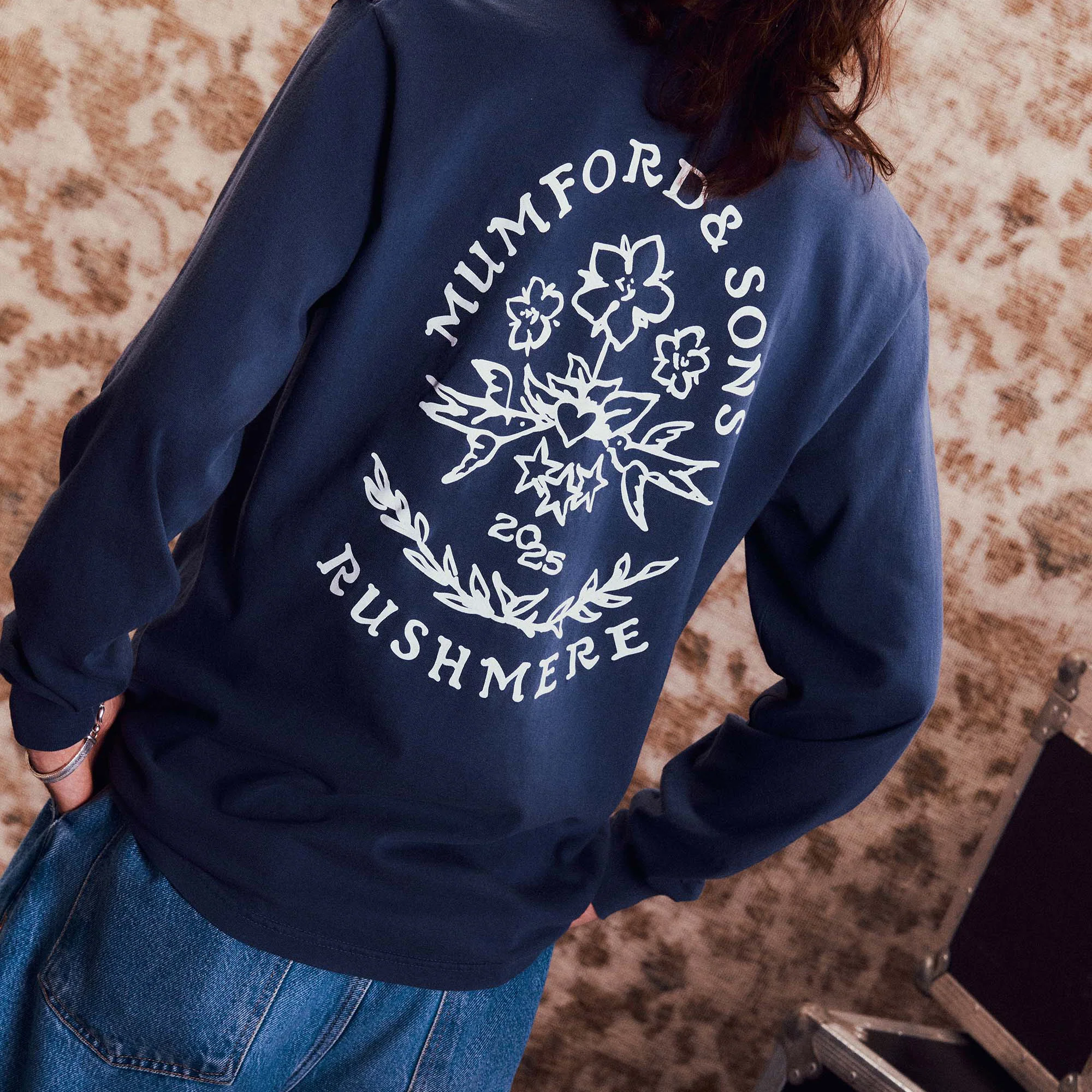 Blue Stamp Print Long Sleeve T-Shirt - Image 3